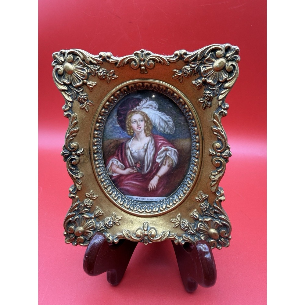 Miniature Framed Portrait Lady Susan North by Vincent Nesbert Victorian 5"x4.25"